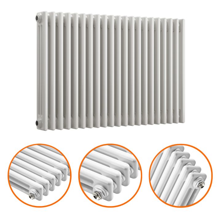 600 x 1013mm White Horizontal Traditional 3 Column Radiator