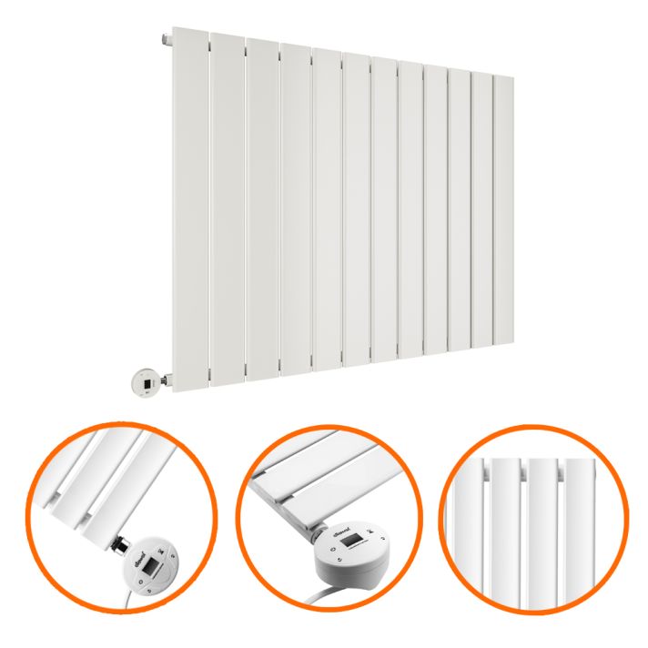 635 x 840mm Electric White Single Flat Panel Horizontal Radiator