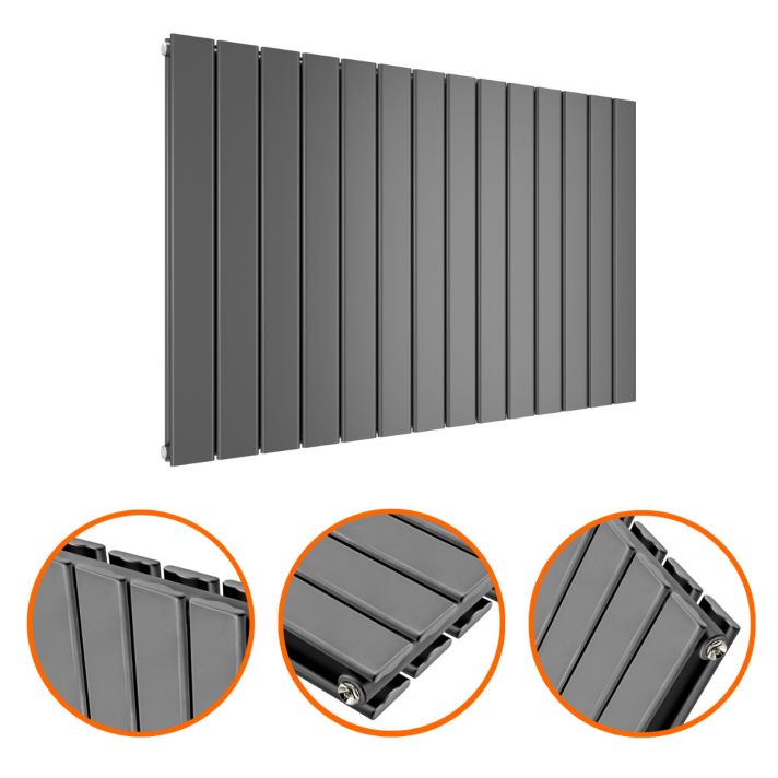 635 x 980mm Anthracite Double Flat Panel Horizontal Radiator 