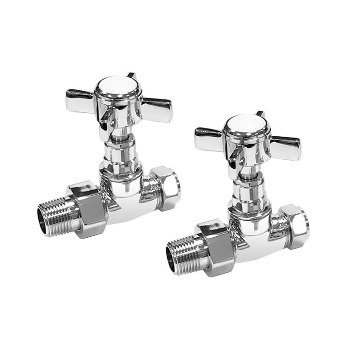 Traditional Chrome Radiator Valves, Straight Fitment