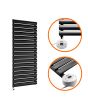 1003 x 400mm Electric Black Single Oval Panel Vertical Radiator