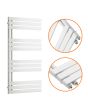 1180 x 600mm White Flat Panel Bathroom Towel Radiator