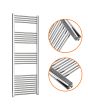 1600 x 600mm Straight Chrome Heated Towel Rail
