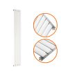 1600 x 236mm White Single Oval Tube Vertical Radiator 