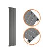 1780 x 350mm Anthracite Single Flat Panel Vertical Radiator 