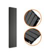 1600 x 350mm Black Double Flat Panel Vertical Radiator 
