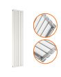1600 x 354mm White Double Oval Tube Vertical Radiator 