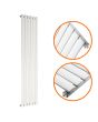 1600 x 354mm White Single Oval Tube Vertical Radiator 