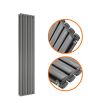 1600 x 354mm Anthracite Double Oval Tube Vertical Radiator 