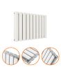 400 x 595mm White Double Oval Tube Horizontal Radiator 
