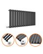 400 x 834mm Electric Black Single Oval Panel Horizontal Radiator