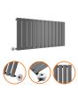 400 x 840mm Electric Anthracite Single Flat Panel Horizontal Radiator