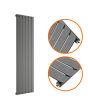 1600 x 420mm Anthracite Single Flat Panel Vertical Radiator 