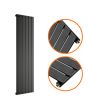 1600 x 420mm Black Single Flat Panel Vertical Radiator 