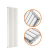1600 x 472mm White Double Oval Tube Vertical Radiator 