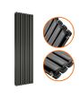 1600 x 472mm Black Double Oval Tube Vertical Radiator 