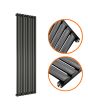 1600 x 472mm Black Single Oval Tube Vertical Radiator 