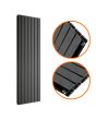 1600 x 490mm Black Double Flat Panel Vertical Radiator 