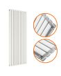 1780 x 590mm White Double Oval Tube Vertical Radiator 