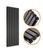 1780 x 590mm Black Double Oval Tube Vertical Radiator 