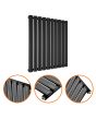 635 x 595mm Black Single Oval Tube Horizontal Radiator 