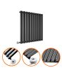635 x 595mm Electric Black Single Oval Panel Horizontal Radiator