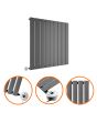 635 x 630mm Electric Anthracite Single Flat Panel Horizontal Radiator