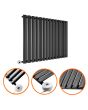 635 x 834mm Electric Black Single Oval Panel Horizontal Radiator