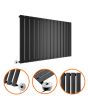 635 x 980mm Electric Black Single Flat Panel Horizontal Radiator