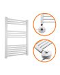 800 x 600mm Electric White Heated Towel Rail