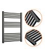800 x 600mm Straight Black Heated Towel Rail