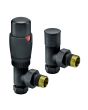 Modern Black Thermostatic Radiator Valves, Angled Fitment