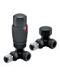 Modern Black Thermostatic Radiator Valves, Corner Fitment