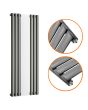 1800 x 531mm Anthracite Vertical Radiator With Mirror, Single Panel 