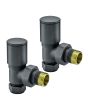 Modern Anthracite Radiator Valves, Angled Fitment