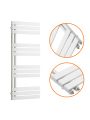 1180 x 500mm White Flat Panel Bathroom Towel Radiator