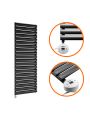 1180 x 400mm Electric Black Single Oval Panel Vertical Radiator