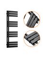 1180 x 400mm Black Flat Panel Bathroom Towel Radiator