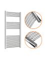 1200 x 600mm Straight Chrome Heated Towel Rail