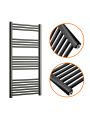 1200 x 600mm Straight Black Heated Towel Rail