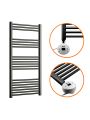 1200 x 600mm Electric Black Heated Towel Rail