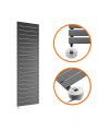 1400 x 400mm Electric Anthracite Single Flat Panel Vertical Radiator