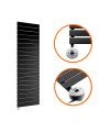 1400 x 400mm Electric Black Single Flat Panel Vertical Radiator