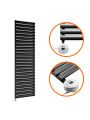 1411mm x 400mm Electric Black Single Oval Panel Vertical Radiator
