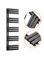 1510 x 500mm Black Flat Panel Bathroom Towel Radiator