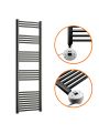 1600 x 500mm Electric Black Heated Towel Rail