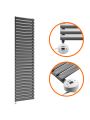 1652mm x 400mm Electric Anthracite Single Oval Panel Vertical Radiator