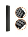 1600 x 236mm Black Double Oval Tube Vertical Radiator 