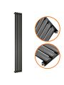 1780 x 236mm Black Single Oval Tube Vertical Radiator 