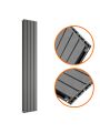 1780 x 280mm Anthracite Double Flat Panel Vertical Radiator 